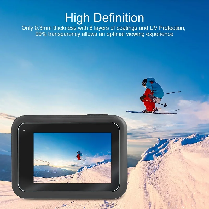 100 SZTUK osłony ekranu do GoPro Hero 8 Przedni wyświetlacz LCD + tylny obiektyw aparatu Folia ochronna ze szkła hartowanego do Go Pro Hero8