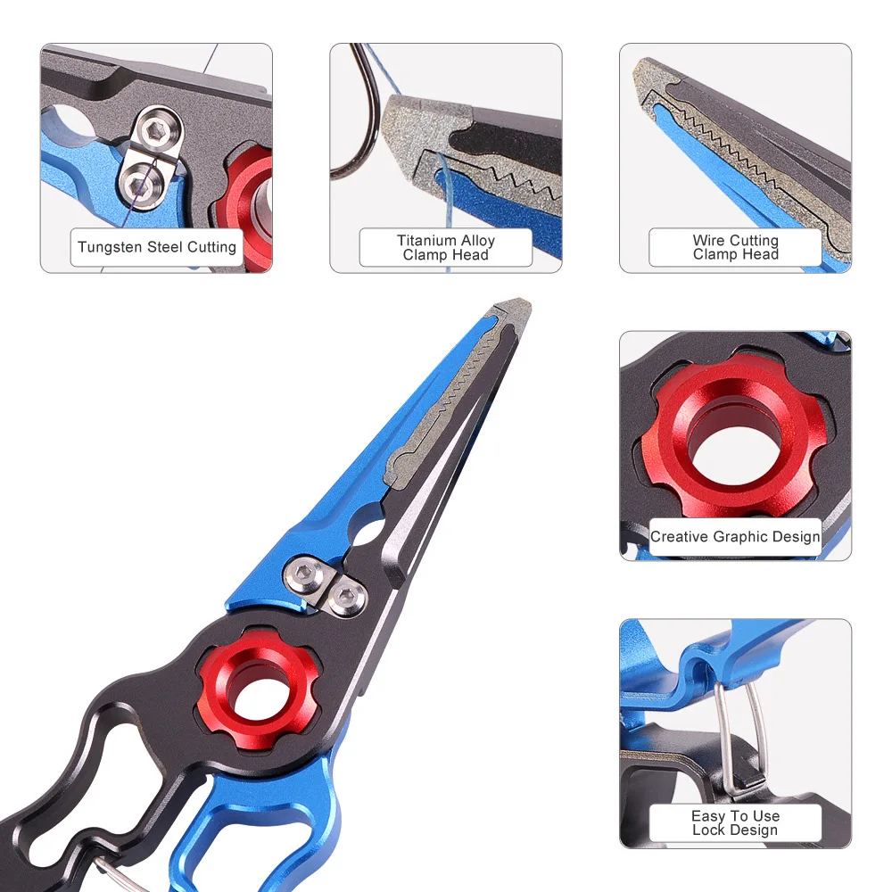 Aluminum Alloy Fishing Pliers Fishing Tackle Gear Hook Recover Cutter Line Split Ring Light Weight Fishing Accessories