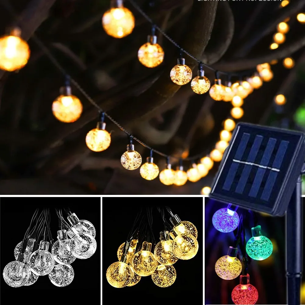 

Garland Balls Solar Led Light Outdoor 20/50/100 Crystal Bubble Ball Home and Garden Decoration 8 modes New Year Fairy Lights
