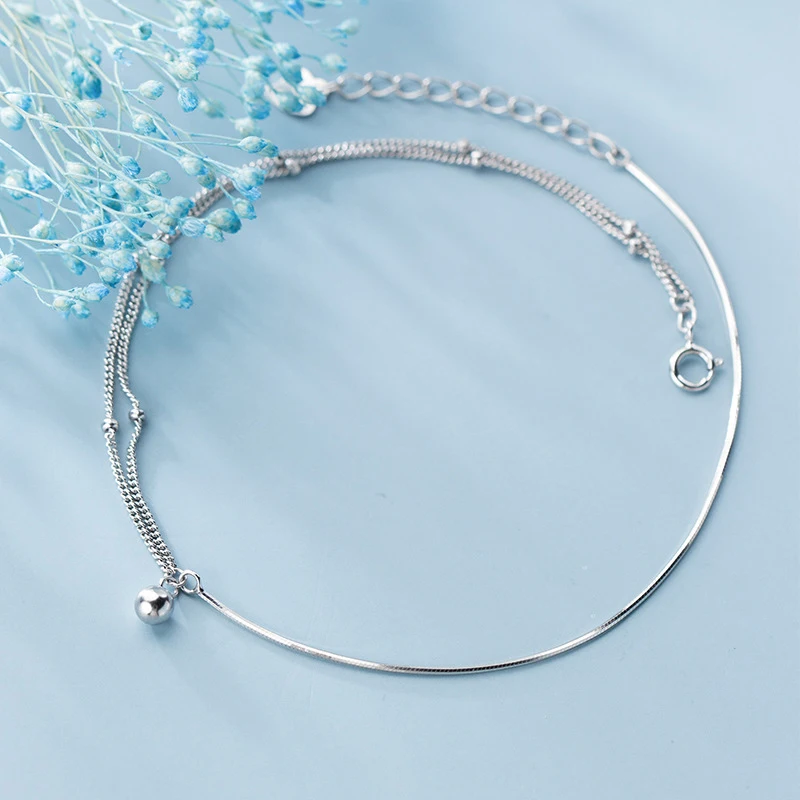 

Modian New Arrive 925 Sterling Silver Little Ball Chain Classic Simple Bracelet or Anklet for Women Korea Style Fine Jewelry