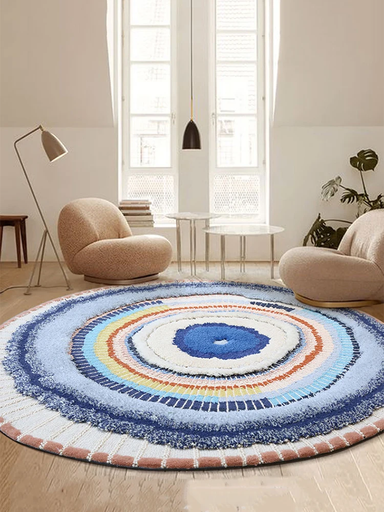 Morocco Round Carpets for Living Room Hand Woven 100% Wool Round Rug Home Bedroom Decor Colorful Cloakroom Mat Thick Rug Carpets