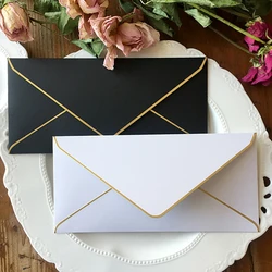 Lot de 5 enveloppes rétro Vintage en papier avec bordure dorée, pour Invitation, mariage, cadeau