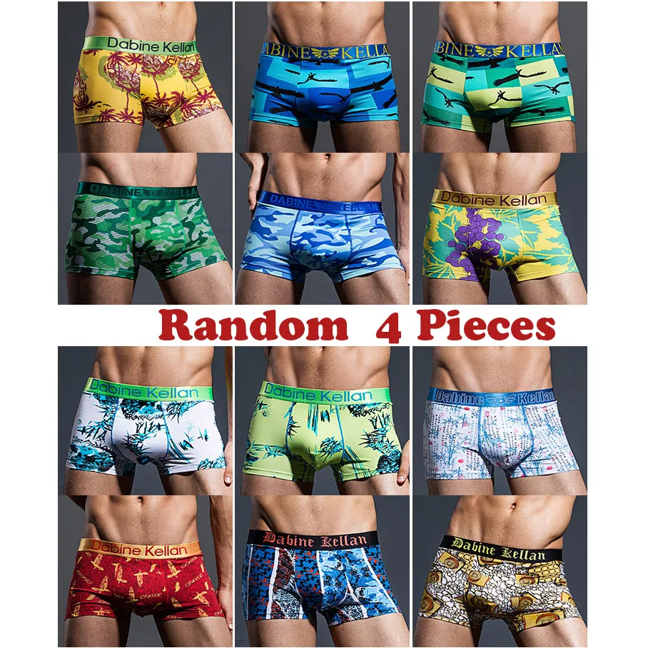 Surprise Men\'s Random Underwear Cotton Boxers Underpants Fashion Sexy Silk Low Rise Short Trunk Pants Calzoncillos Lot=Pack