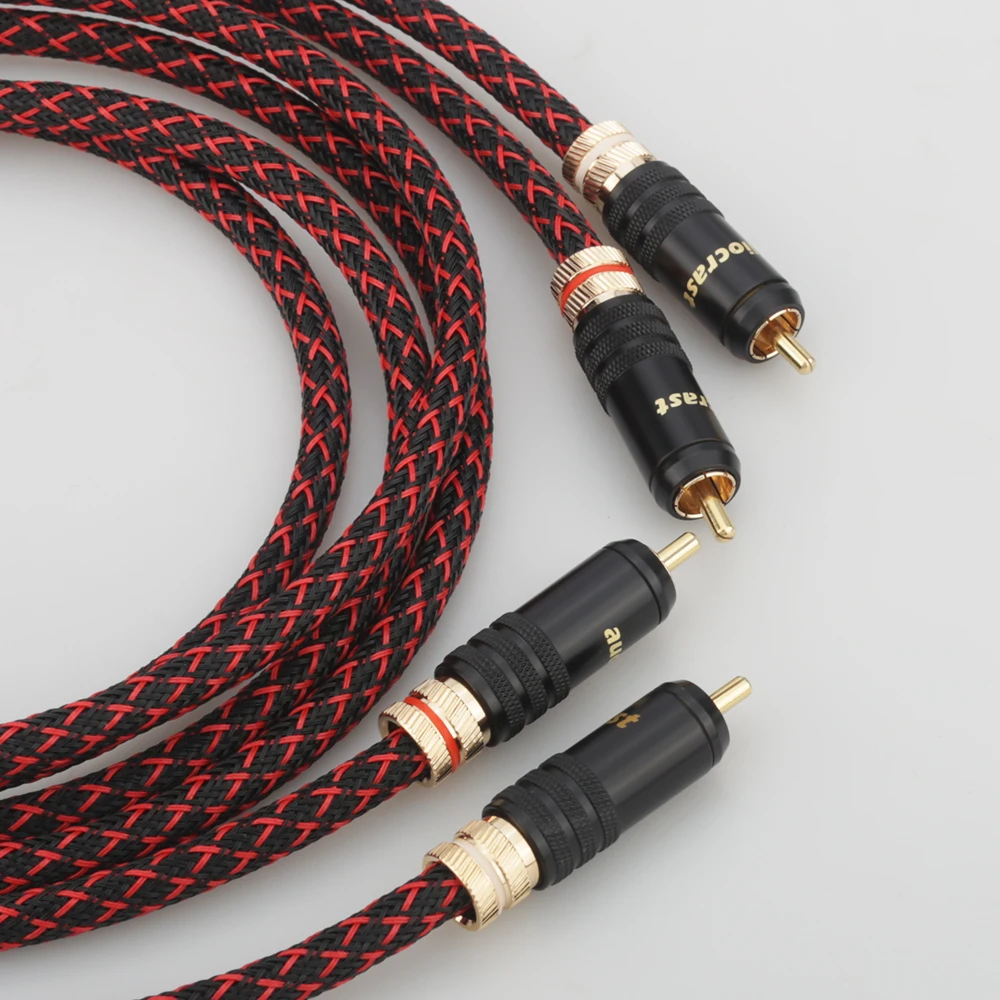 High Quality Pair HI-End Pure copper RCA To RCA Audio Cable 2RCA Interconnect cable OFC cable