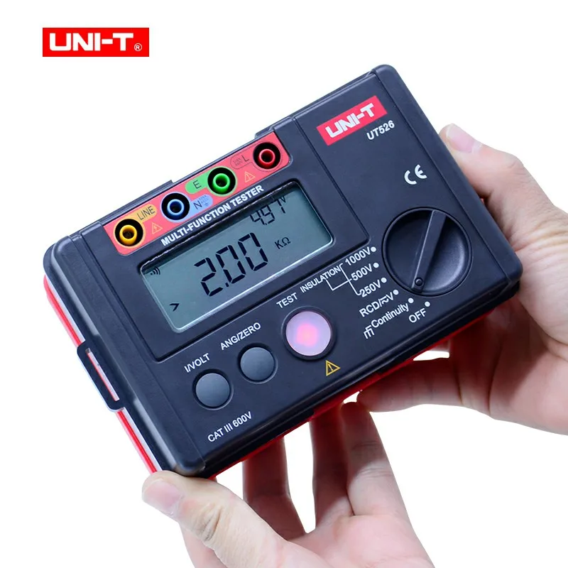 UNI-T UT526 Digital Electric Meter Multi-function Earth Resistance Meter AC DC Voltmeter/ RCD Test/Electrical Insulation Tester