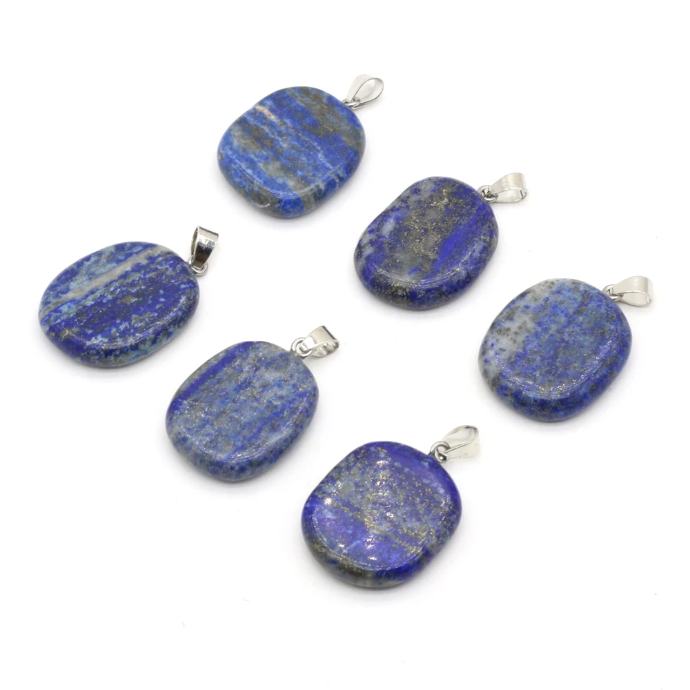 Natural Stone Lapis lazuli Pendants Flat Round Shape Charms for Jewelry Making DIY Women Necklace Earring Accessories