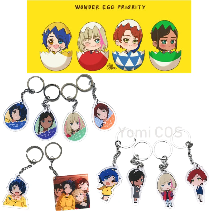 Anime WONDER EGG PRIORITY Keychain Pendant Cosplay Accessories Gift Decorative Kawaii Keychain Ohto Ai Rika Neiru Momoe Sawaki