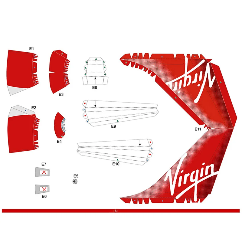 Virgin Atlantic Airbus A340-600 Aircraft Handmade 3D Paper Model DIY Papercraft Art Teens Adult Origami Craft Toys ZX-077