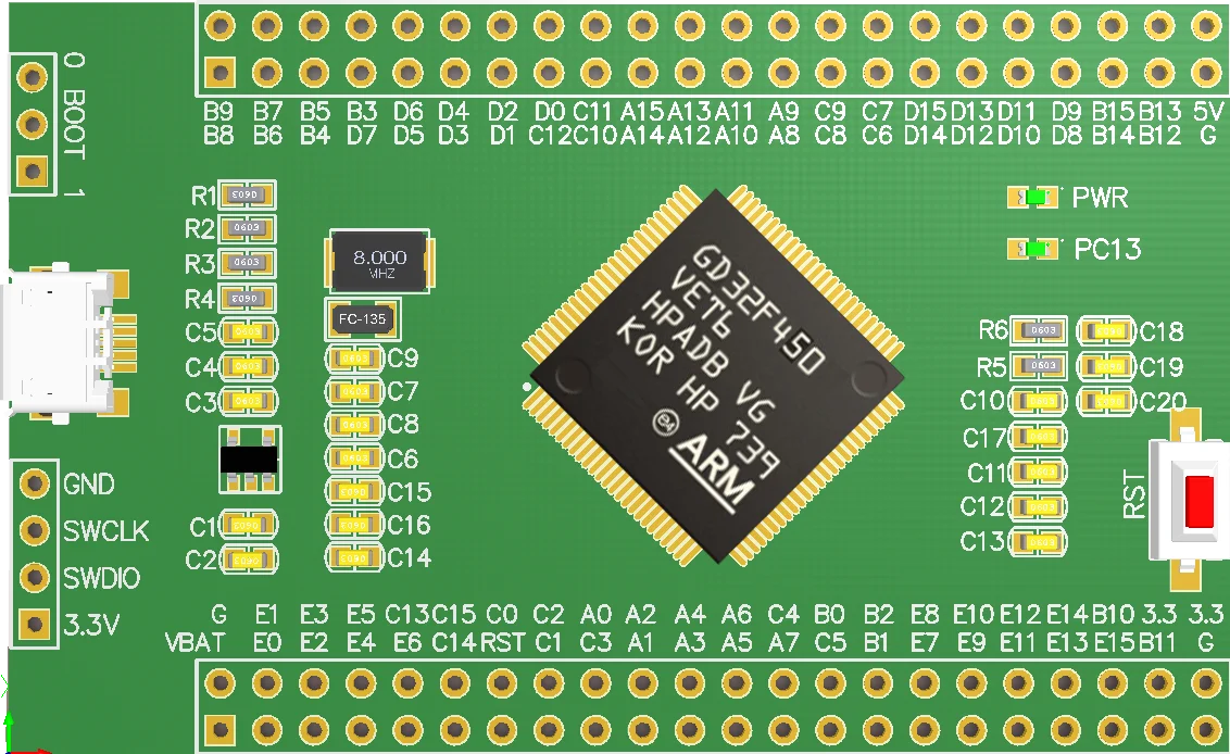 Placa base Gd32f450vet6 de gran capacidad, nuevo Chip único Stm32f427, sistema de microordenador Vet6, sustituye a F437