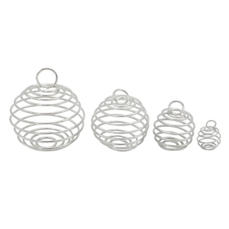 10-40pcs Spiral Bead Cages Pendants Stone Holder Charms Necklace Cage Pendants For Jewelry Making Finding