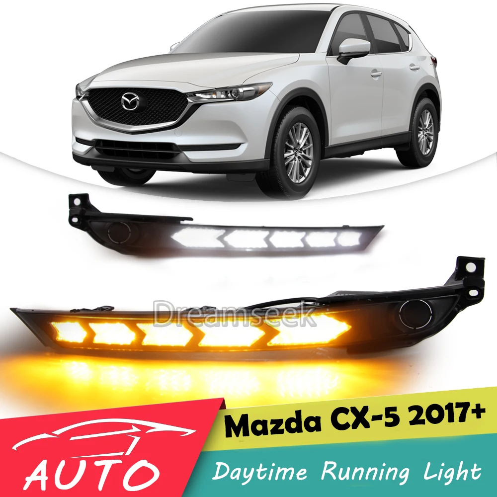 DRL For Mazda CX-5 2017 2018 2019 2020 2021 LED Daytime Running Light Relay Waterproof Driving Fog Lamp Daylight W/ Turn Signal