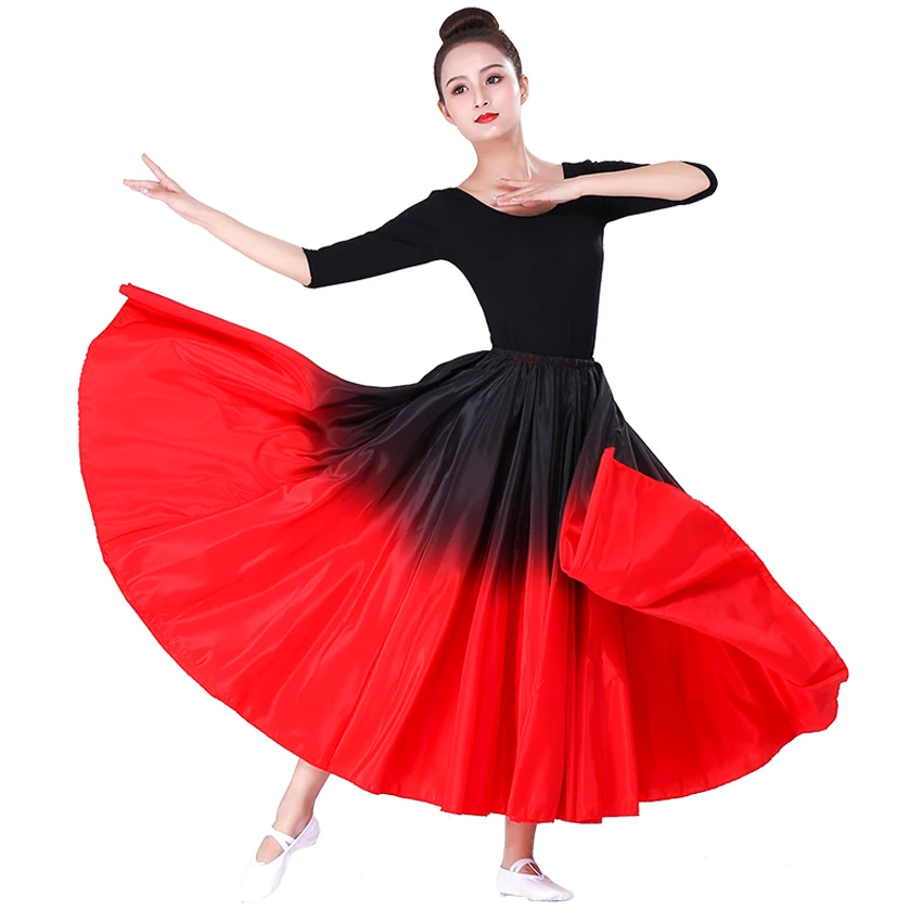 Chimese Oosterse Dans Jurk, Spaanse Flamenco Rok, 3D Afdrukken, Glad, Elastisch, Swing, gypsy Rok, 90Cm