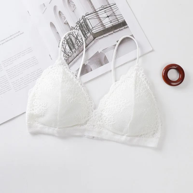 Women Bralette French Style Lace Bra Triangle Cup Lingerie Deep V Wireless Underwear Thin Seamless Bra Brassieres Soft Intimate