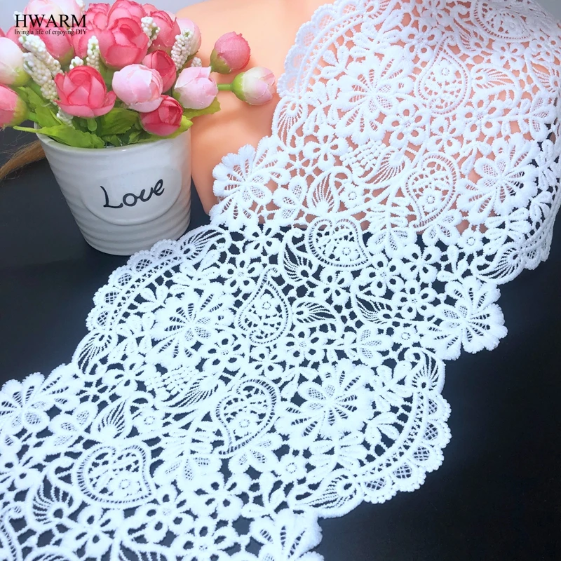 Tissu africain en dentelle blanche en rotin, 17.5cm, 5 m, fleur, garniture de mariage, chapeau, oreiller, jupe, accessoires bricolage, couture complète de robe