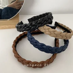 Korea leather twist braided hair band retro simple ins wind wide-brim hairpin headband 2021 new headbands for women