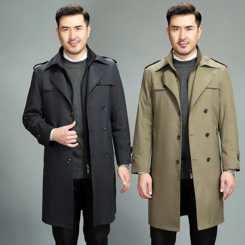 

New men's trench coat high-quality men's long lapel Long windbreakers men's brand clothing