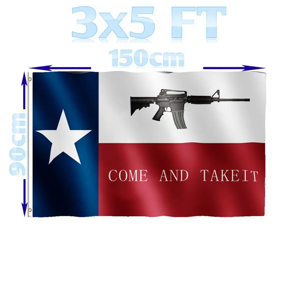 BENFACTORY Store-Texas AR-15 M4, Come and Take It Flag Single Sided Printing Polyester with Grommets, Indoor and Outdoor, 3x5 Ft