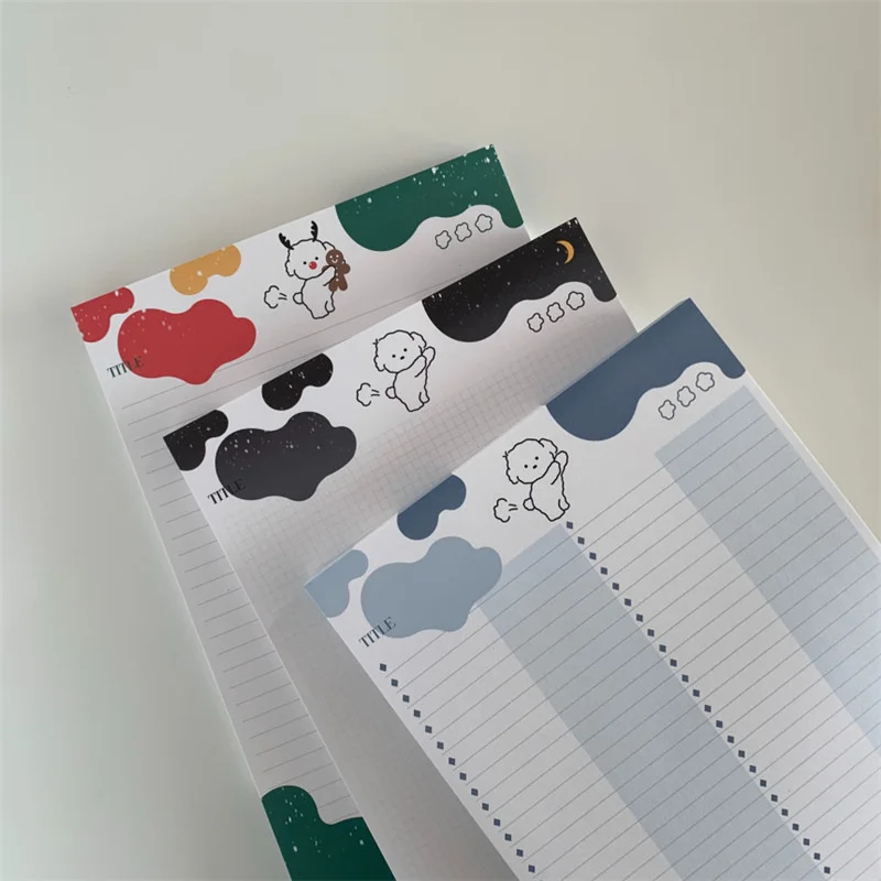 B5 Cartoon Cute Fart Puppy Memo Pad Plaid Student Diary Learning Paper Word Book Loose-leaf Notebook School Stationery 30 Sheets