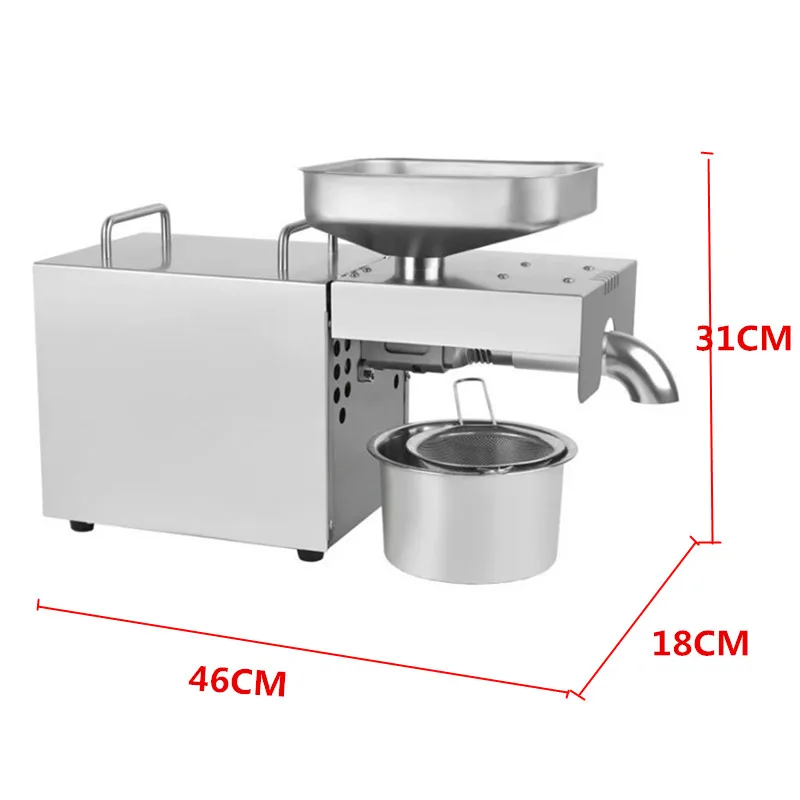 Automatic 500W Oil Press Machine Home Oil Presser Stainless Steel Seed Oil Extractor Small Hot Cold Pressed Oil Machine