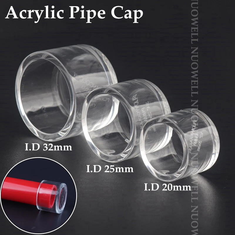 

5Pcs I.D 20~32mm Acrylic Pipe End Cap Plug Connectors Aquarium Fish Tank Pipe Fittings Transparent Organic Glass Pipe Connector