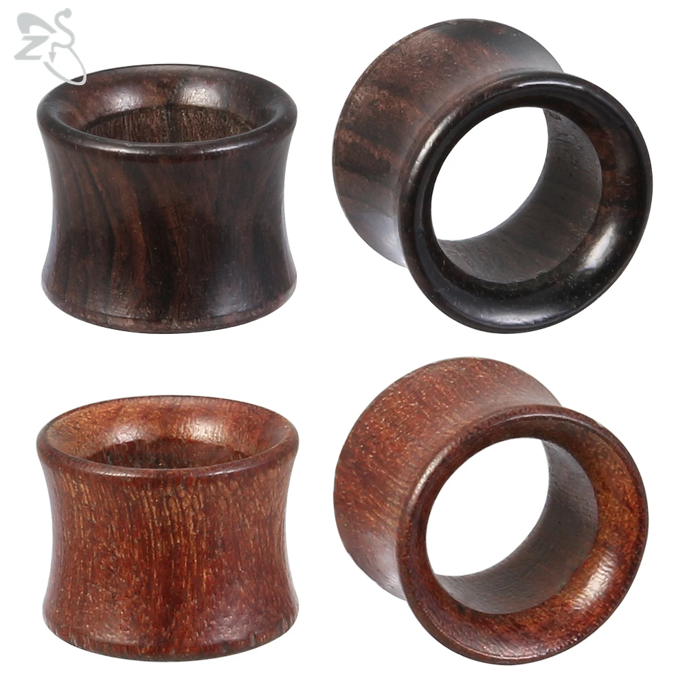 ZS 1 Pair 8-18MM Wood Ear Plug And Tunnel Double Flared Ear Guages Piercings Brown Black Ear Expander Stretcher Piercing Jewelry