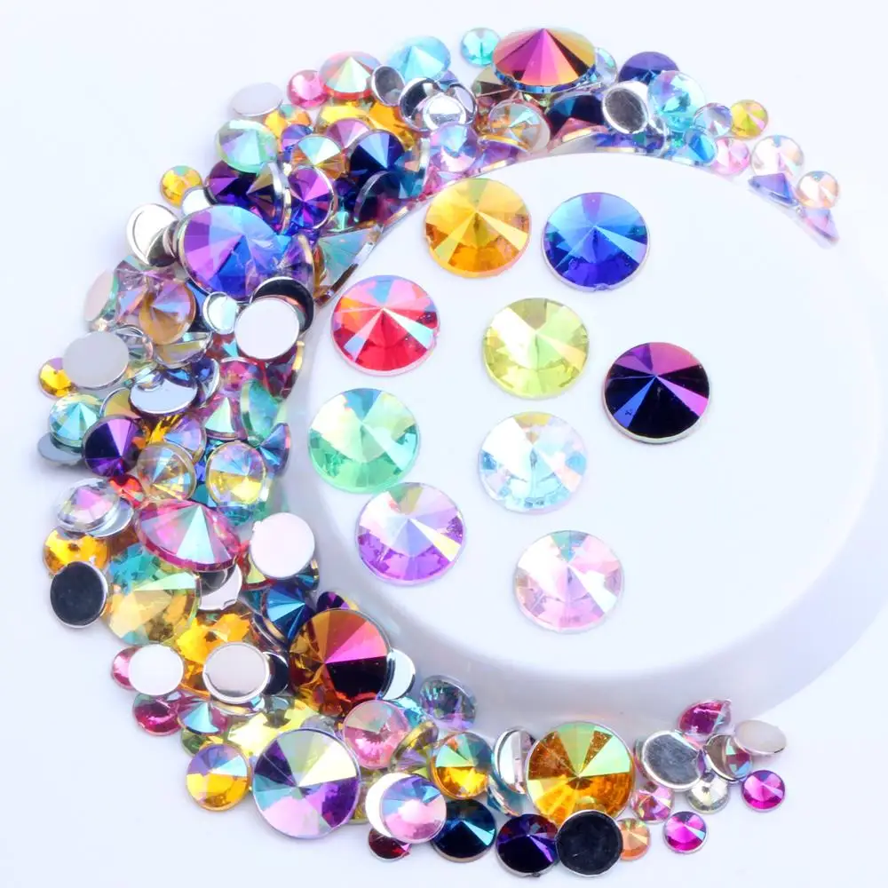 

Acrylic Rhinestones AB Colors Flatback Pointed 230pcs 4mm Silver Foiled Glue On Beads For Nails Art Phone Cases DIY Decorations