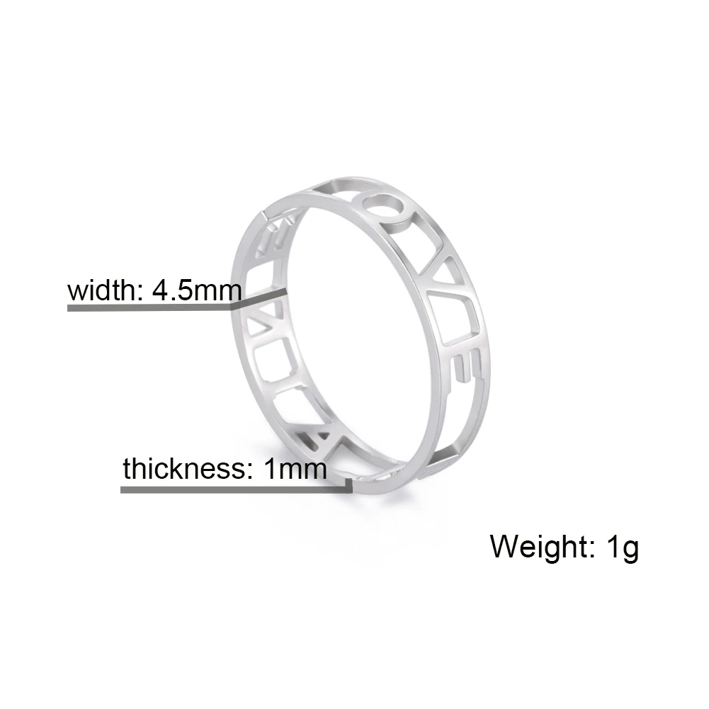 Custom Name Ring Hollow Stainless Steel Jewelry Customized Rings for Men Women Promise Ring Wedding Birthday Christmas Gifts