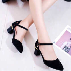 Cresfimix Female Fashion Black Buckle Strap Office High Heel Shoes for Summer Lady Leisure Pink Pumps Zapato Tacon C5986