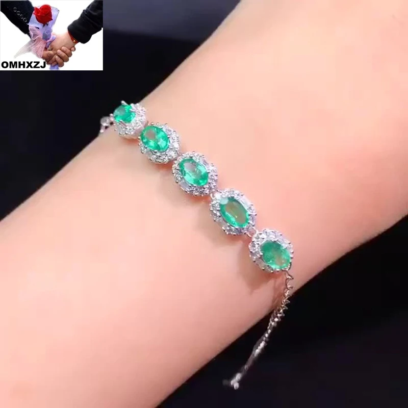 

OMHXZJ Wholesale BA236 European Fashion Fine Hot Woman Girl Party Birthday Wedding Gift Oval AAA Zircon 18KT White Gold Bracelet