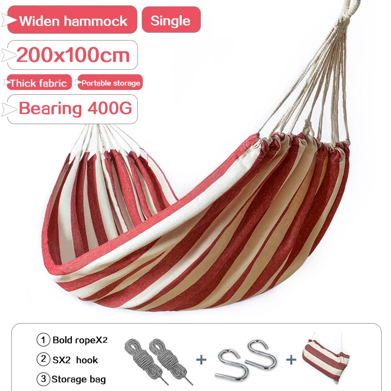 

Hammock outdoor single widening swing student indoor bedroom dormitory thick canvas camping anti-rollover hanging chair200X100cm