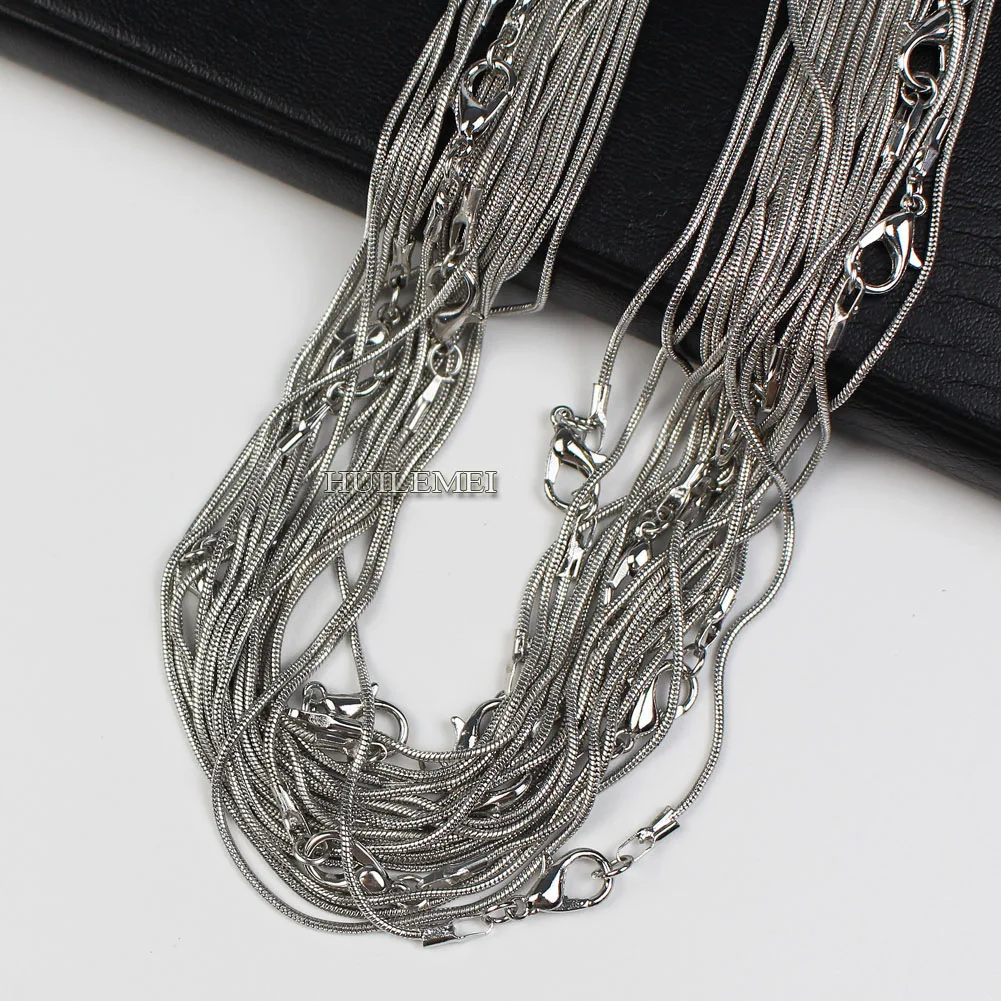 10pcs/lot White Gold Color 1.2mm Snake Chain Necklaces for Women 16