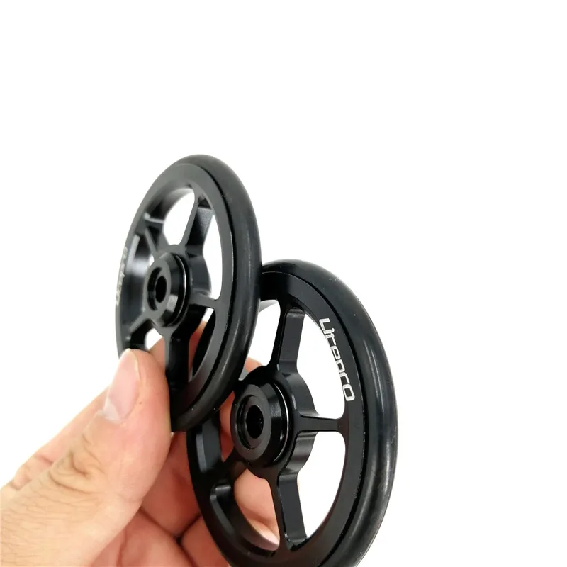 Litepro Aluminum Alloy CNC O-Type Rubber Easywheel For Brompton Folding Bike Rear Racks Easy Wheel