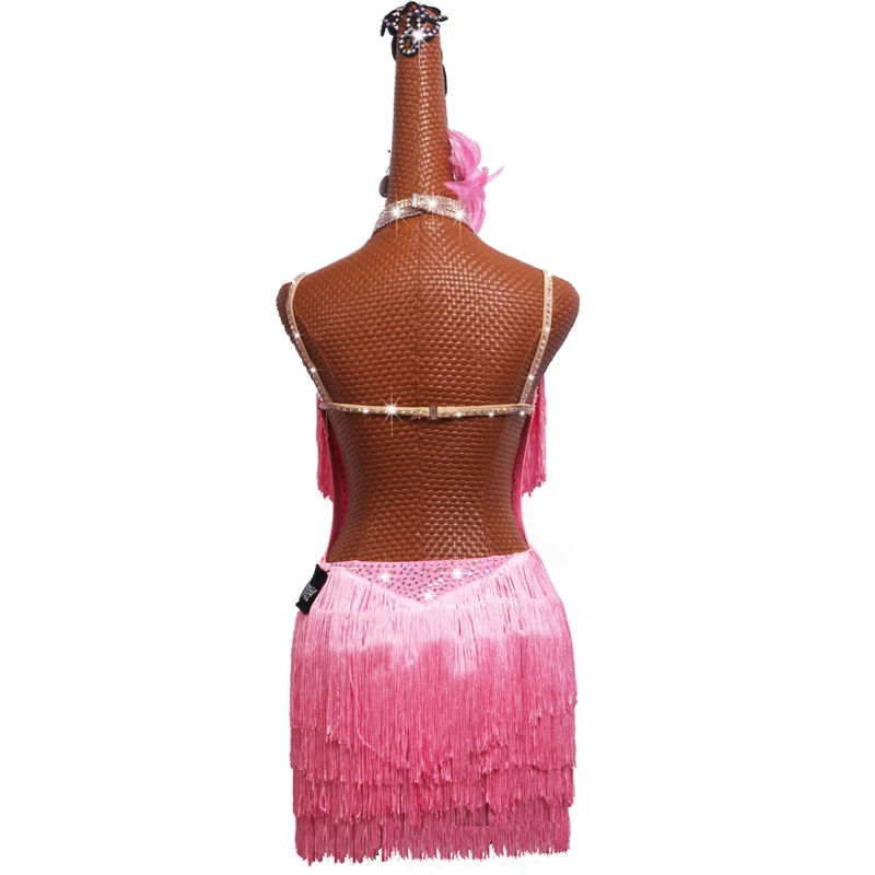 New Store Sales Promotion Latin Dress Top Sale Latin Dance Dress Women Pink Club Party Dancer Singer Entertainer Fringe Tassel