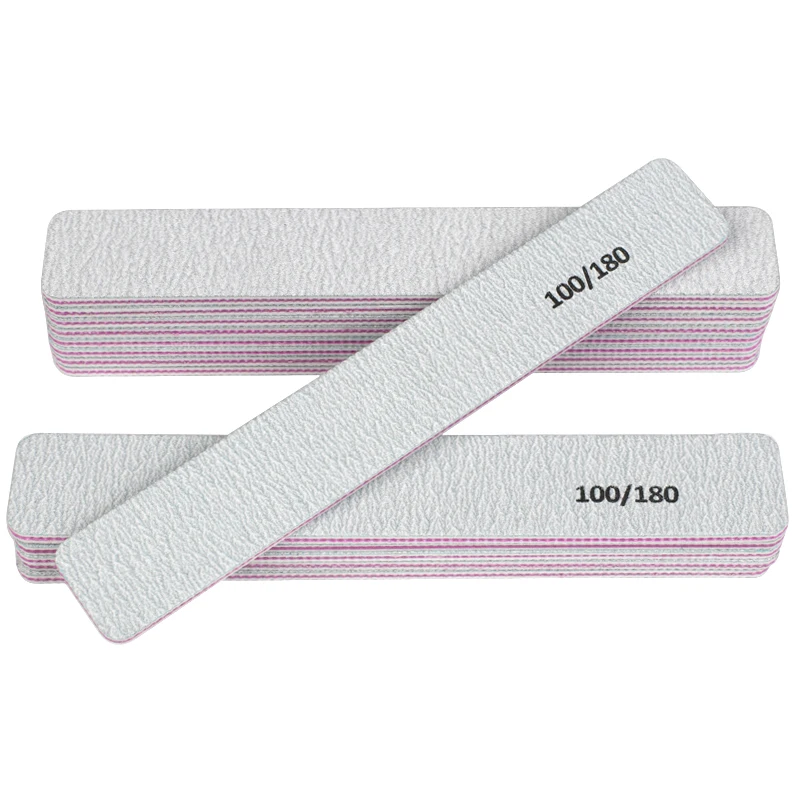 10pcs/lot Gray Nail File Buffer 100/180 Square Straight Lime a Ongle Manicure Sanding Files UV Gel Polish Remover Nail Care Tool