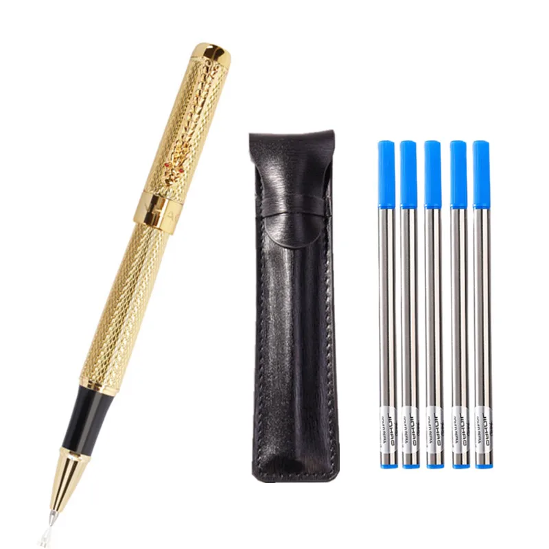 Jinhao-Juego de bolígrafos de Gel 1200 de lujo, poste de Metal dorado y plateado, bolígrafos de tinta para regalos de oficina, punta de 0,7 MM,