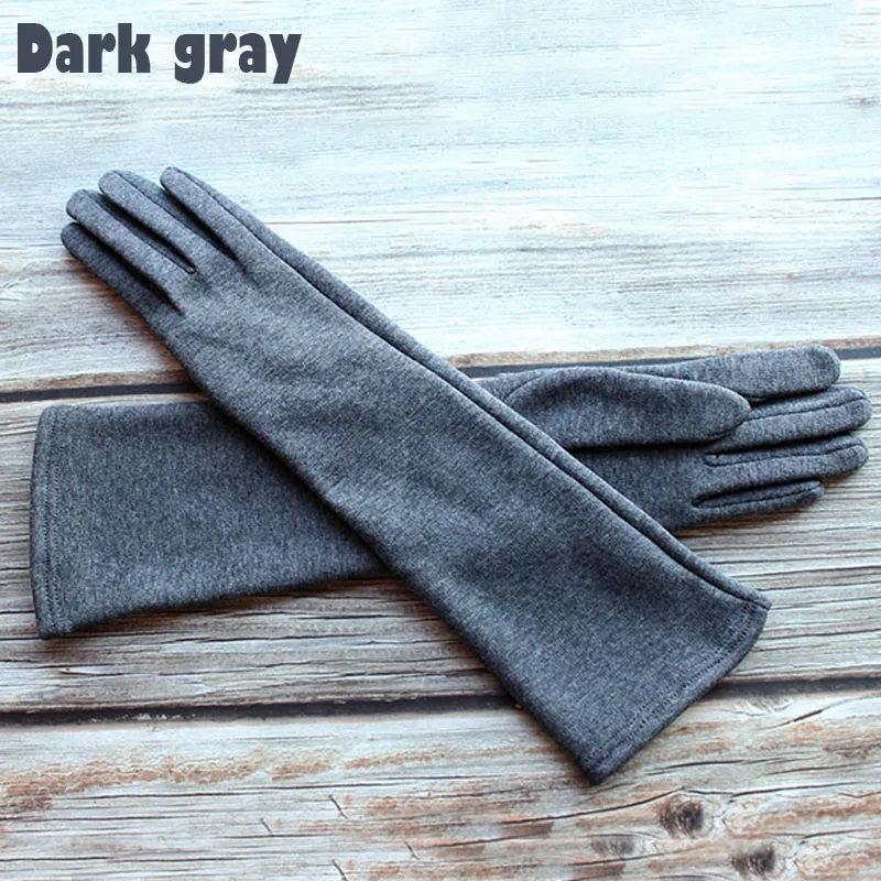 Cotton Knit Warm Gloves Women\'s Sunscreen Elasticity 38cm Long Fashion Simple Autumn and Winter Windproof Sleeves