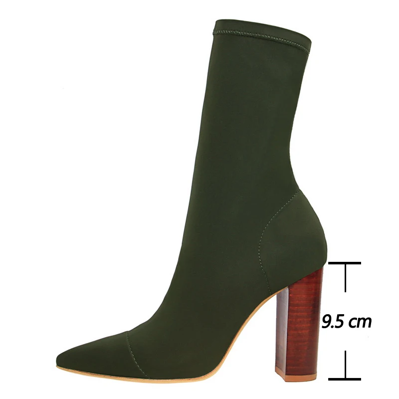 BIGTREE-Botas elásticas para mujer, botines de calcetín Sexy, tacones altos, punta estrecha, talla grande 43, otoño