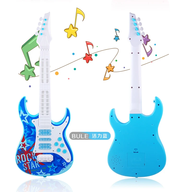 Children's Four String Guitar Electric Toys Can Play An Instrument Baby Multi-function Simulation With Music Educational Toys