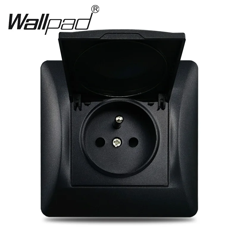 

French Socket with Cap Wallpad Matte Plastic Frame Black EU Poland Belgium French Standard Wall Socket with Dust Cap For EU Box