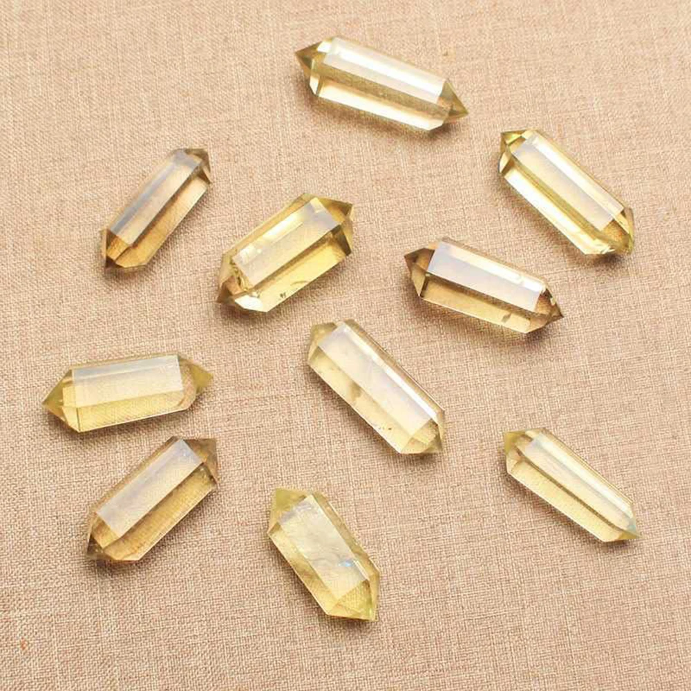 1Pc 40-50mm Natural Rare Citrine Double Terminated Wands Yellow Crystal Points Hexagonal Reiki Healing Crystals Column Specimen