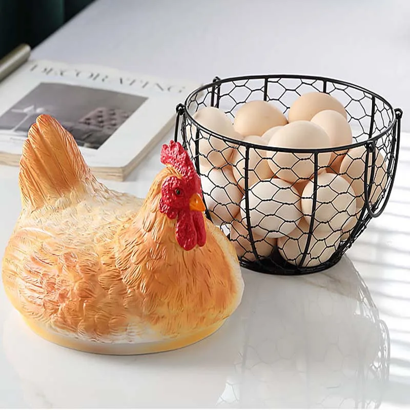 Funny Painted Ceramic Hen Chicken Egg Basket Creative Home Kitchen Storage Organizer Fruit Walnut Container Oraments Decoration