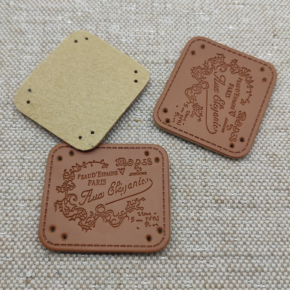 Handmade Paris With Leather Labels For Clothing Hand Made Pu Leather Tag For Clothes Patch Diy Accessories Handmade Label