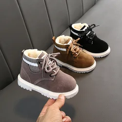 Zapatos casuales para niños, botas de nieve para niños, zapatos de cuero suave antideslizantes para niñas, zapatos deportivos para correr, moda de otoño e invierno, 21-30