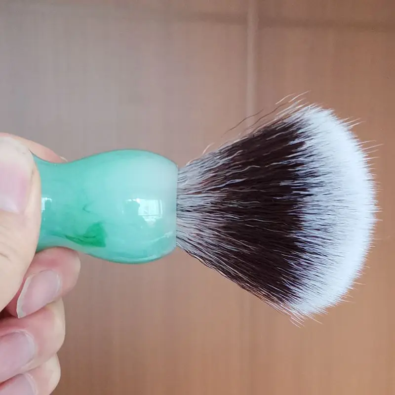 TEYO Synthetic Shaving Brush of Emerald Green Pattern Resin Handle Perfect for Man Wet Shave Beard Brush