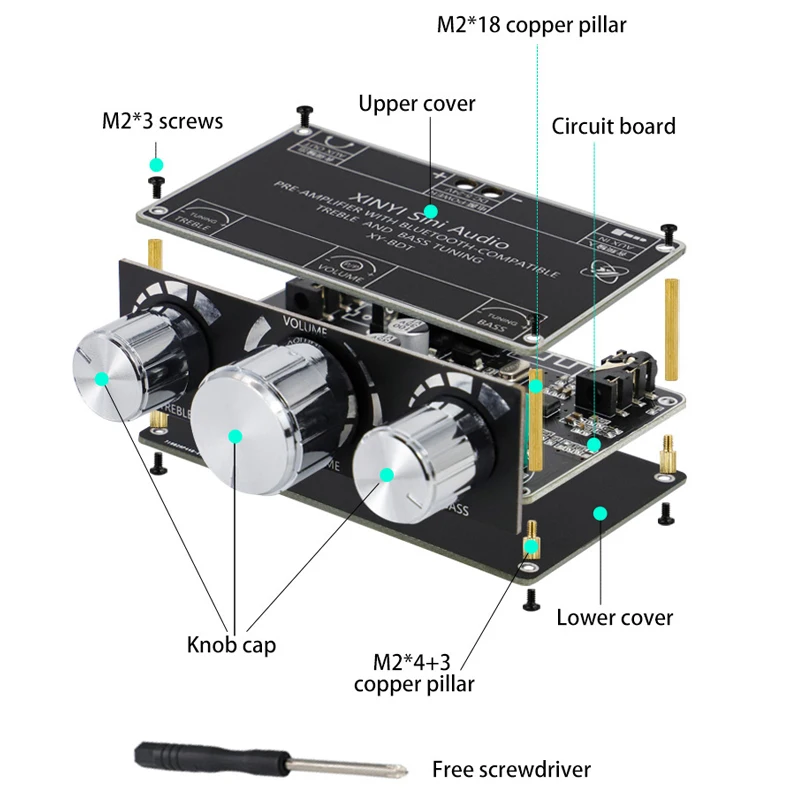 لهجة المضخم HiFi الصوت NE5532 المعادل بلوتوث متوافق 5.1 استقبال لاسلكي Preamp Aux قبل مكبر للصوت Aux DC5-24V