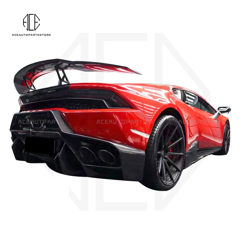 Fit For Lamborghin Huracan Real Carbon Body Kit M Style Front Diffuser Rear Spoiler Lips Trunk Wing LP580 LP610