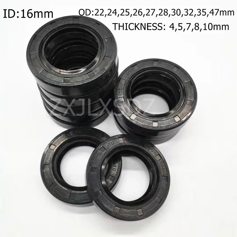 5/10 Pcs NBR Nitrile Rubber TC Double Lip Oil Seal 16x22x4/7 16x25x5/7 16x26x7/8 16x30x7/8/10 16x32x7 16x25x7/8/10 16x47x10mm