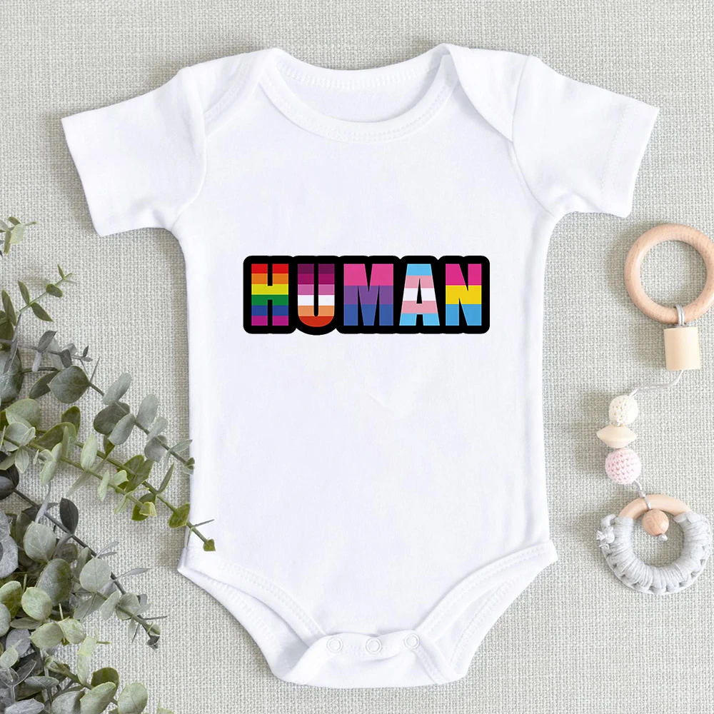 Don't Hide Your Pride Rainbow Love Printed Fashion Newborn Girl Baby Bodysuit Y2k Aesthetic Baby Boy Clothes Welcome to 2022