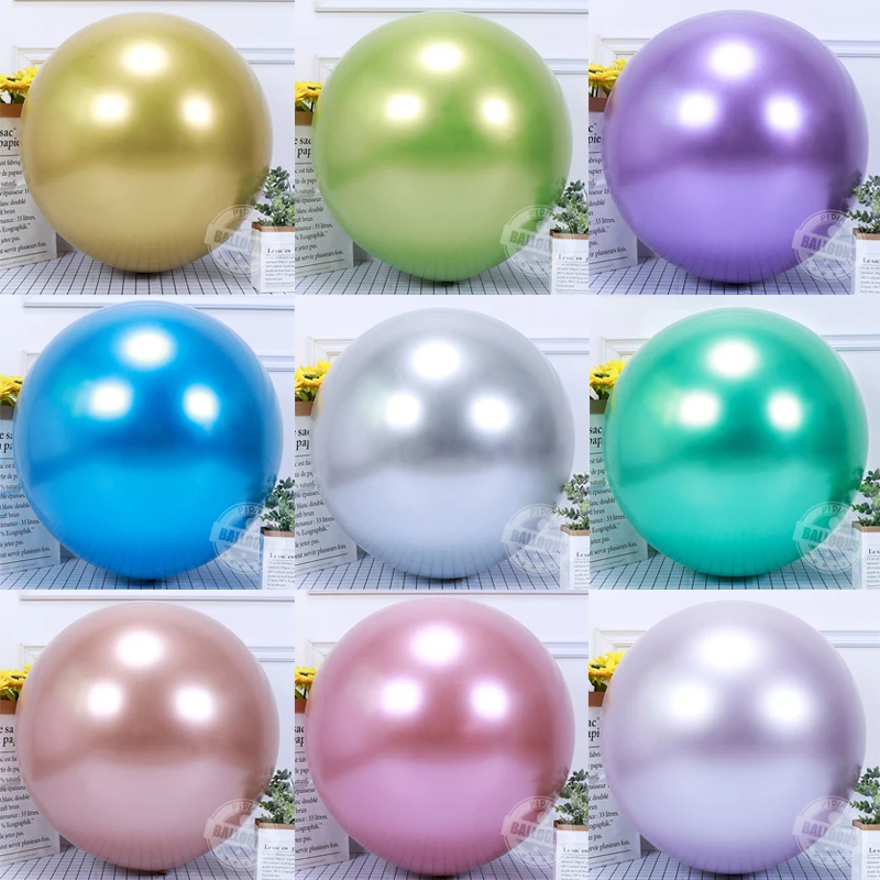 25pcs 5/10/12inch Metallic Balloons Birthday Party Decoration Wedding Background Layout Gold Silver Blue Pink Chrome Balloon