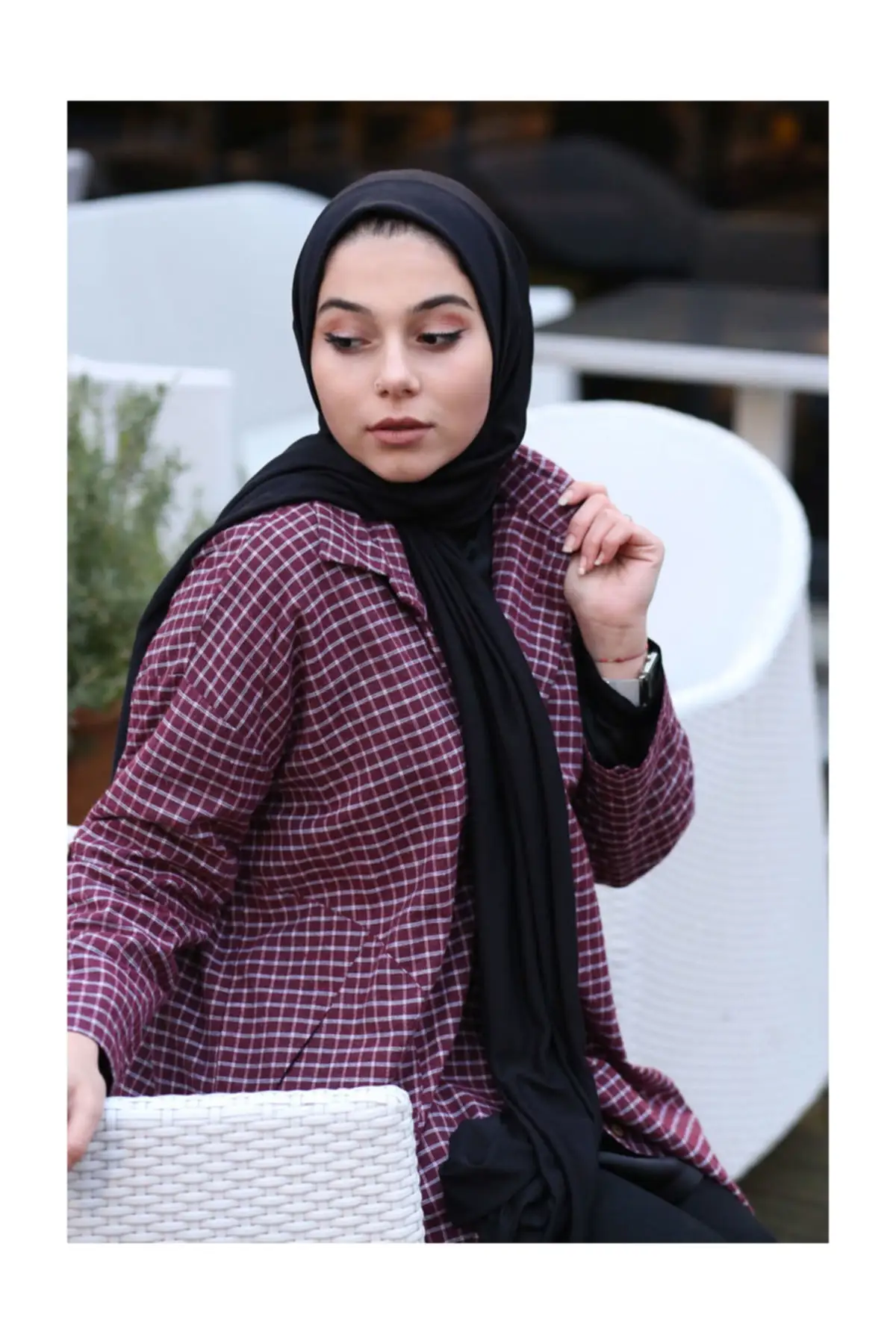 Combed cotton Shawl Py10 Black